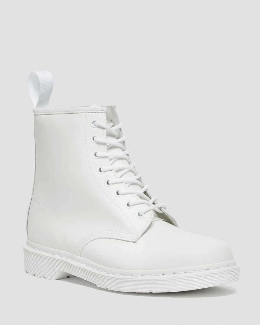 Dr Martens Lace Up Boots Men's 1460 Mono Smooth Leather White | Malaysia 81603-ERNQ